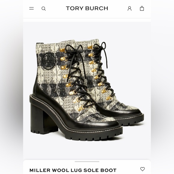 Brand new in box Tory Burch MILLER WOOL LUG SOLE BOOT lug booties size 8 - Picture 9 of 11